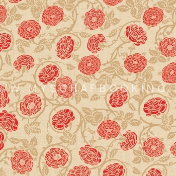    FABRICATIONS LINEN, Red Flowers, 30,5x30,5, 