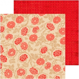 Бумага для скрапбукинга FABRICATIONS LINEN, Red Flowers, 30,5x30,5, двусторонняя