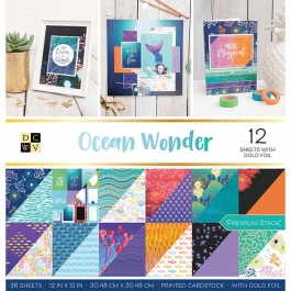 Набор бумаги для скрапбукинга DCWV - Коллекция «Ocean Wonder» - 30.5х30.5 см