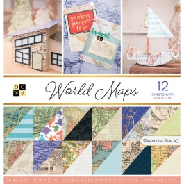 Набор бумаги для скрапбукинга WORLD MAPS, 30,5*30,5 см, 36 листов